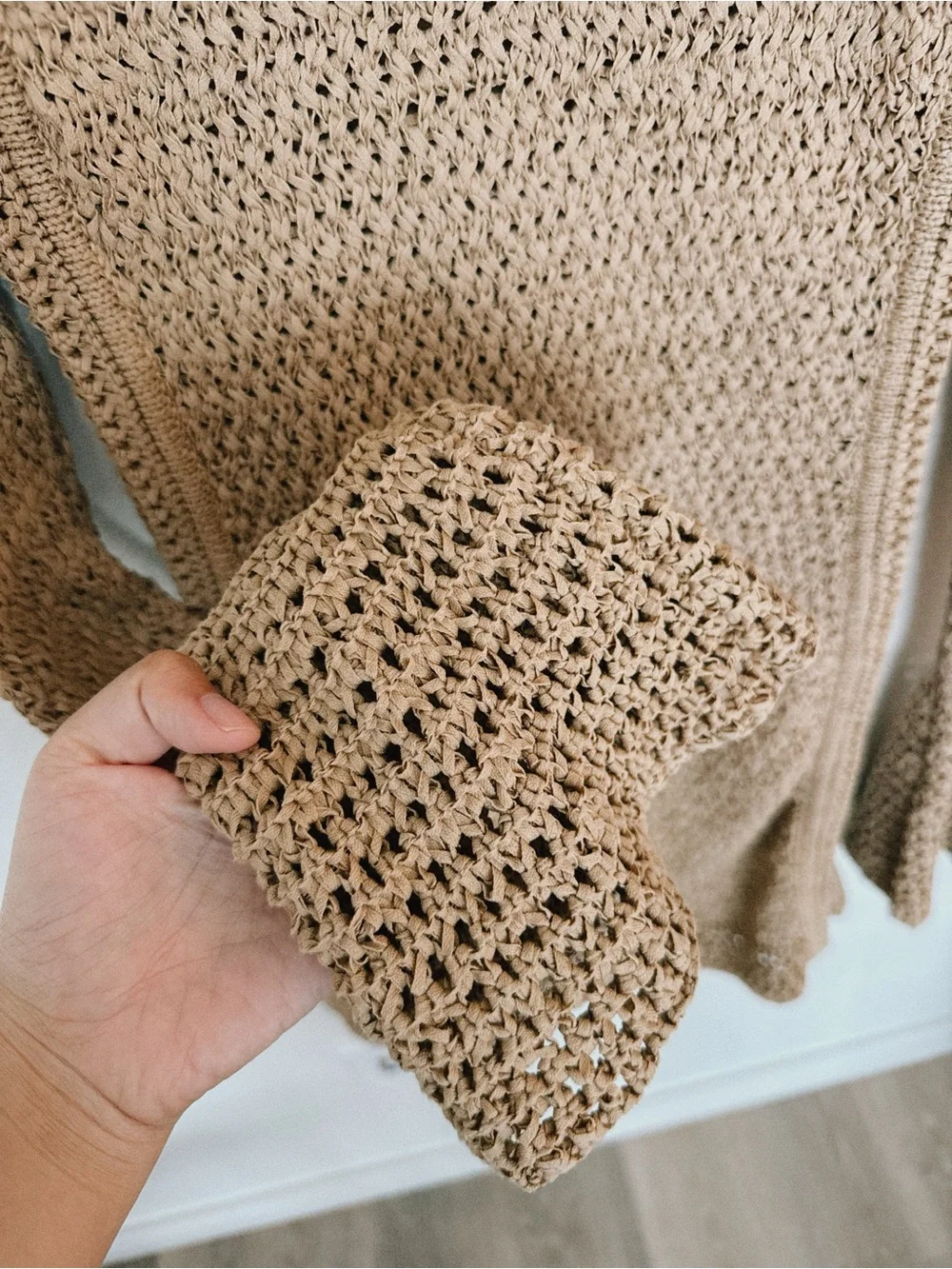 Jane Birkin Significant Other Brown Crocheted Long-Sleeve Mini Dress US4 - Picture 5 of 7